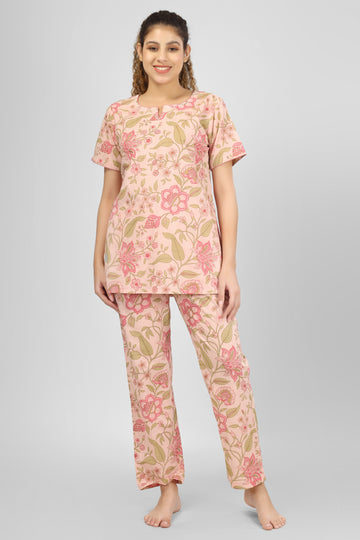 Golden Petal Nightsuit Set