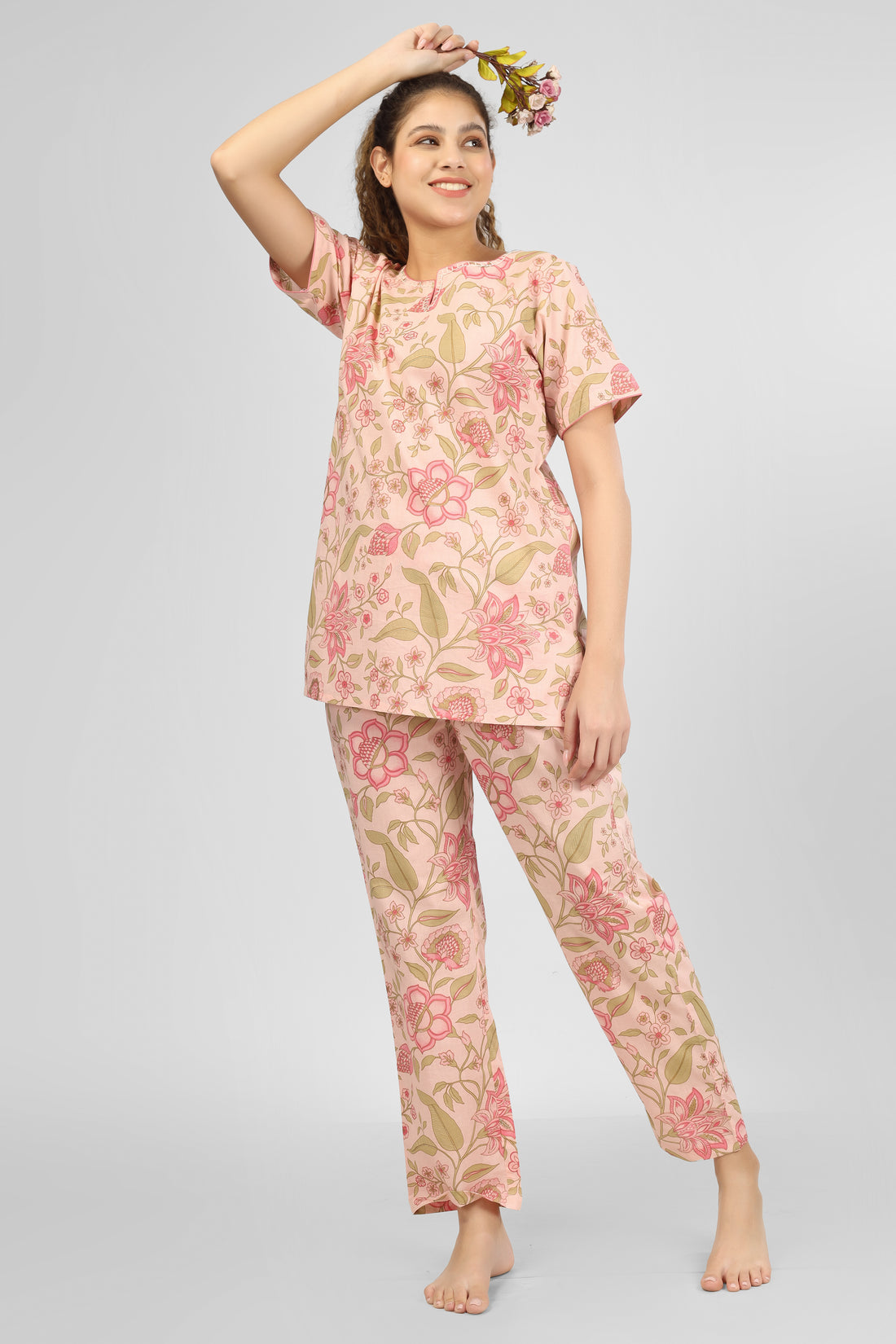 Golden Petal Nightsuit Set