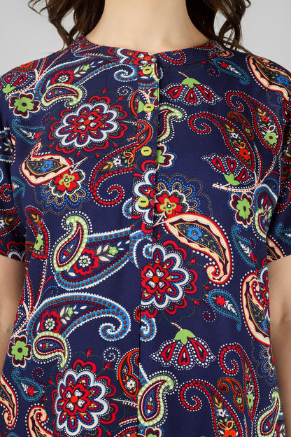 Navy Paisley Nightsuit Set