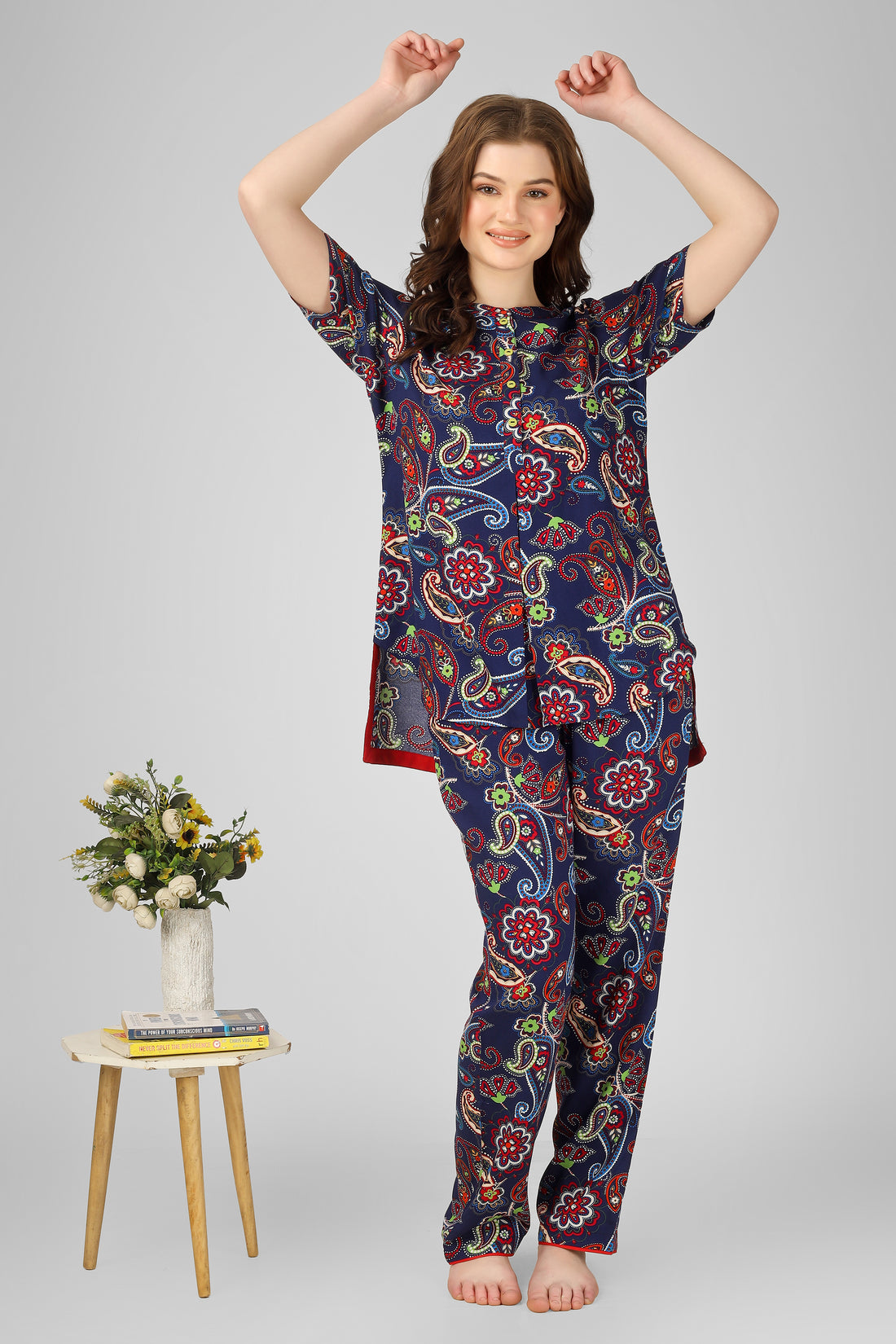 Navy Paisley Nightsuit Set