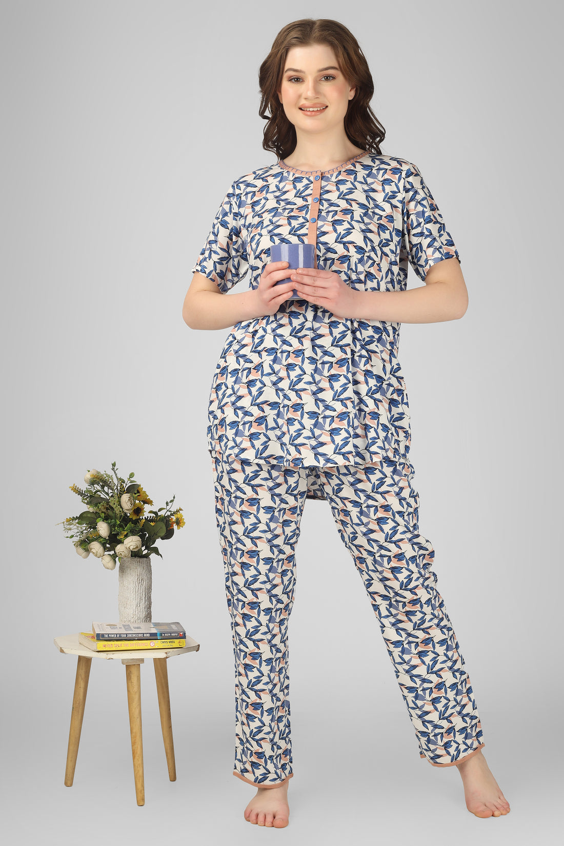 Indigo Leaf Nightsuit Set