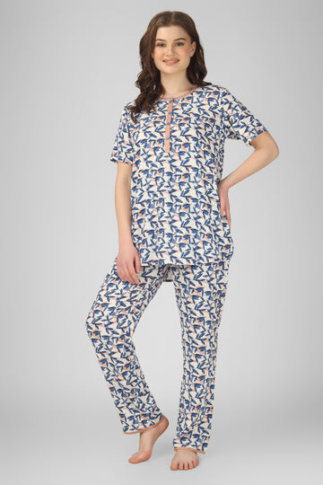 Indigo Leaf Nightsuit Set