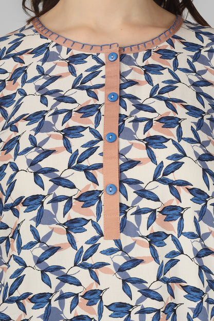Indigo Leaf Nightsuit Set