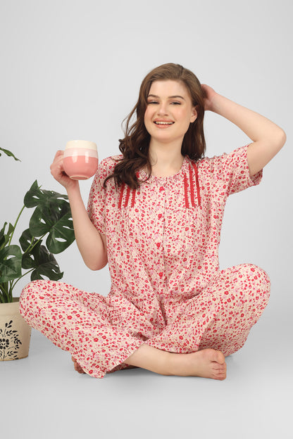 Red Whisper Nightsuit Set