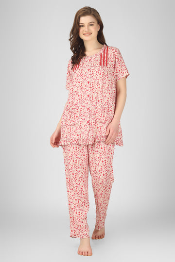 Red Whisper Nightsuit Set