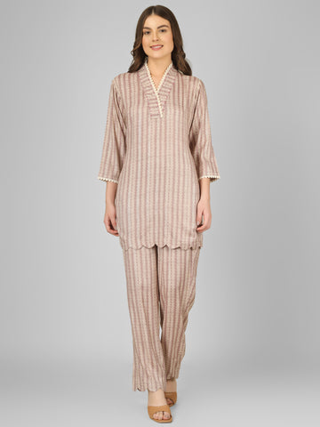 Elegance Scallop Rayon Coord Set