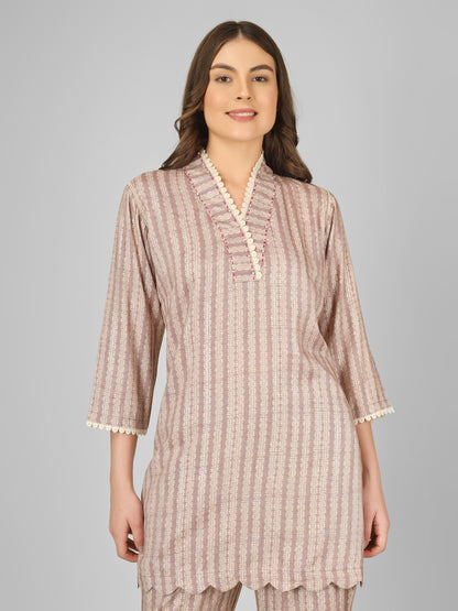 Elegance Scallop Rayon Coord Set