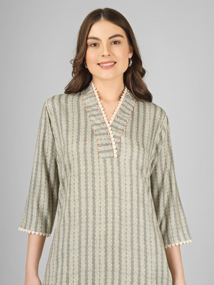 Silver Scallop Rayon Coord Set