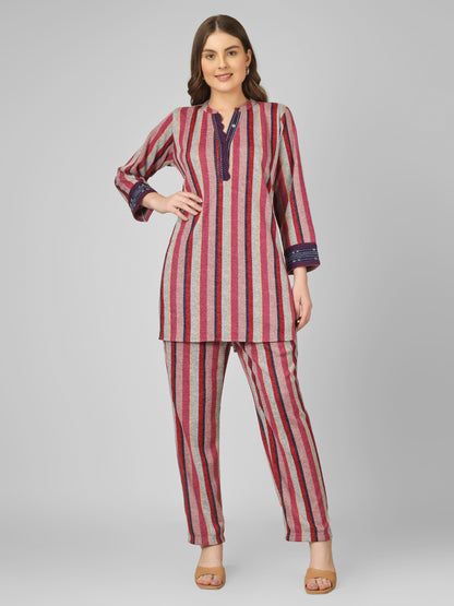 Winter Bloom Pashmina Coord Set