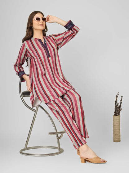 Winter Bloom Pashmina Coord Set