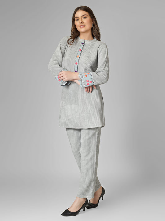 Frost Bloom Woolen Coord Set