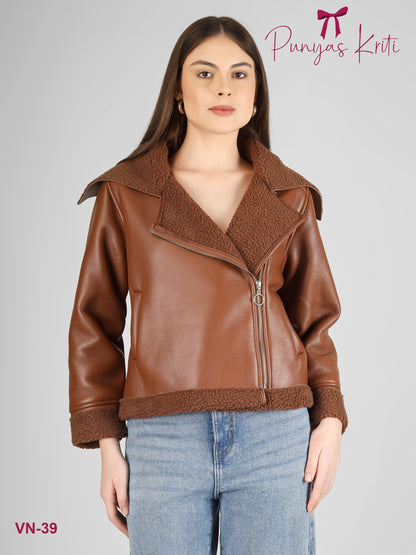 Turkish Cocoa Fur-Lined Short Jacket