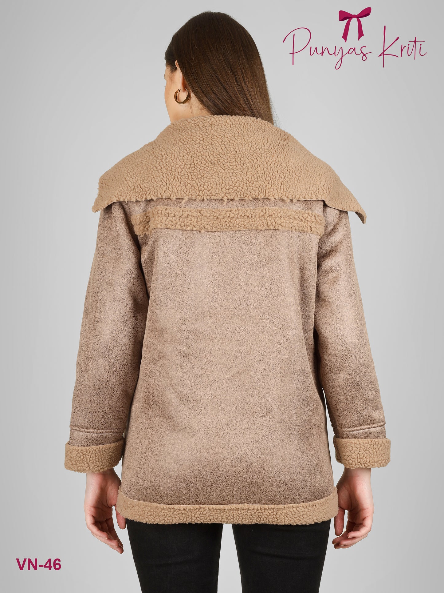 Turkish Mocha Oversize Fur-Lined Short Jacket