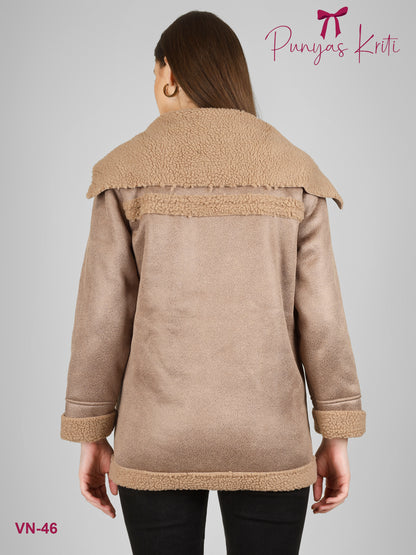 Turkish Mocha Oversize Fur-Lined Short Jacket