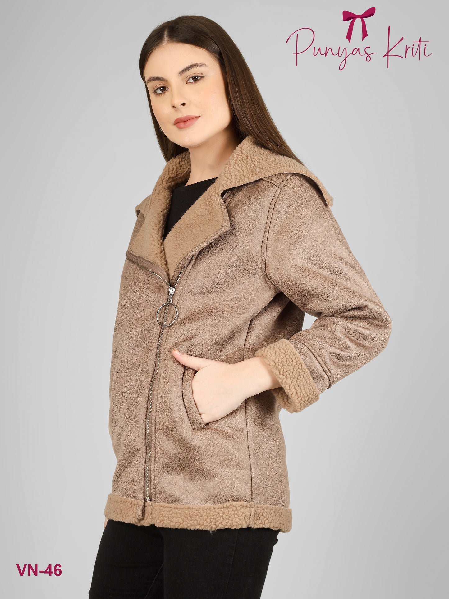 Turkish Mocha Oversize Fur-Lined Short Jacket