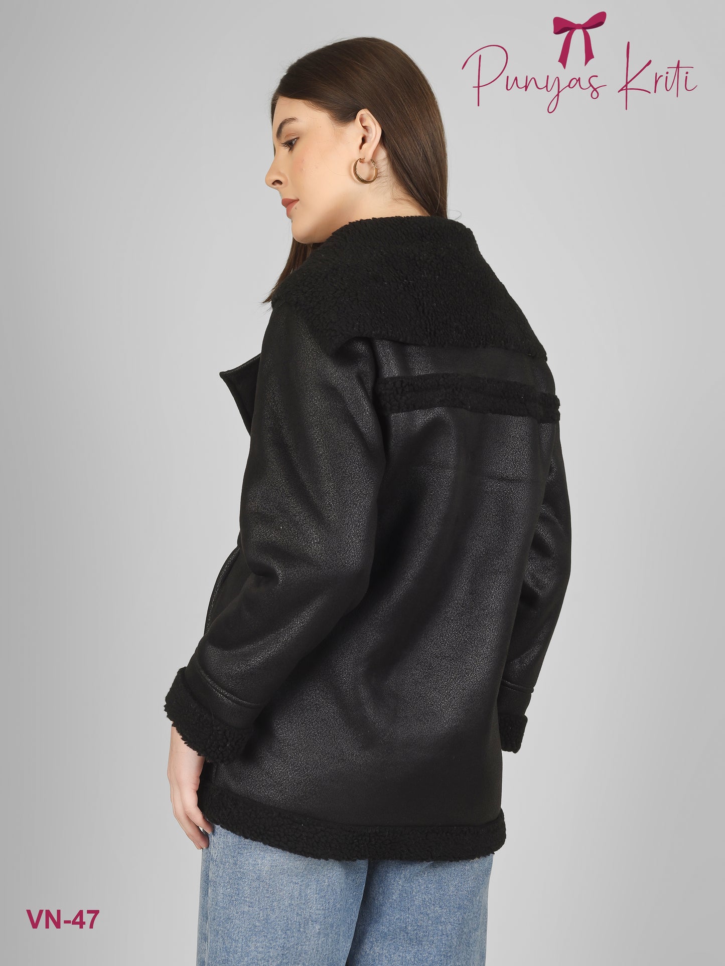 Turkish Black Luxe Fleece-Lined Short Jacket