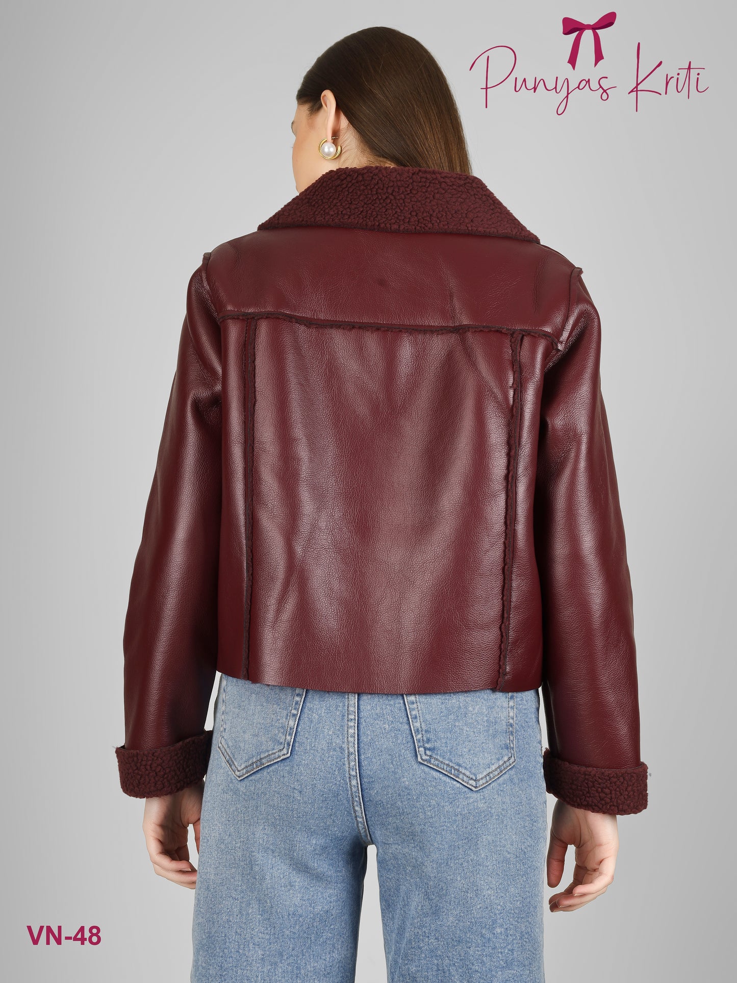Turkish Maroon Luxe Fleece-Lined Short Jacket