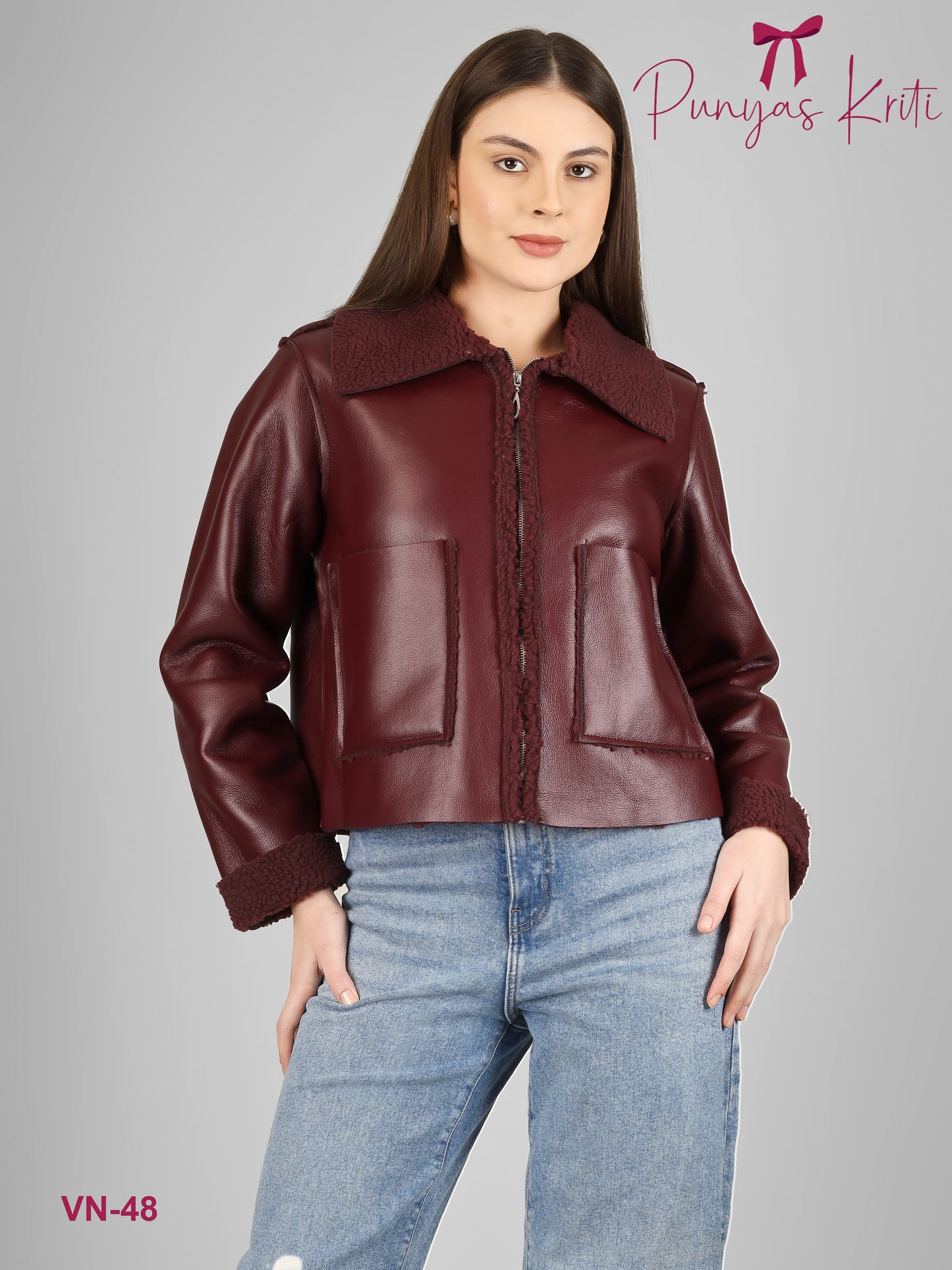 Turkish Maroon Luxe Fleece-Lined Short Jacket