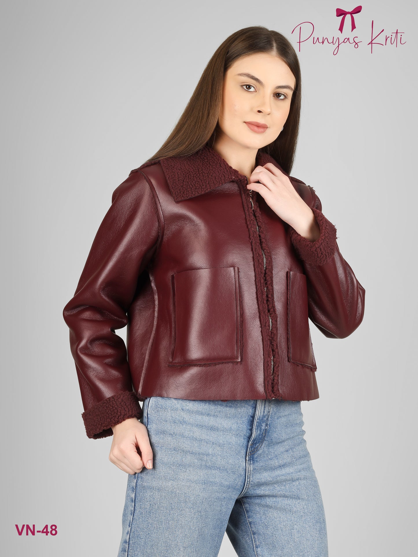 Turkish Maroon Luxe Fleece-Lined Short Jacket