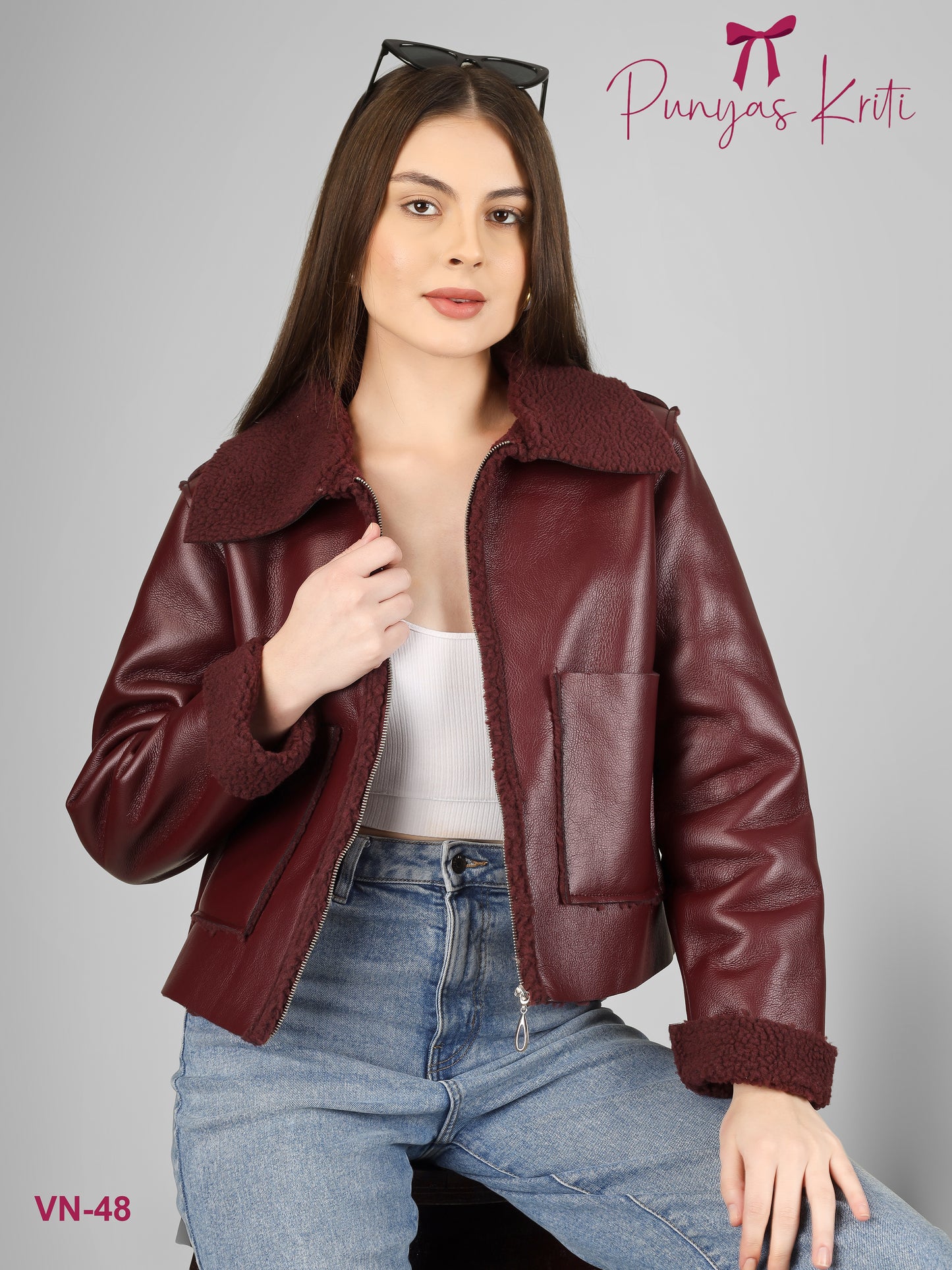Turkish Maroon Luxe Fleece-Lined Short Jacket