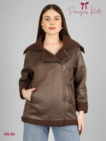 Turkish Cocoa Cozy Asymmetric Short Jacket