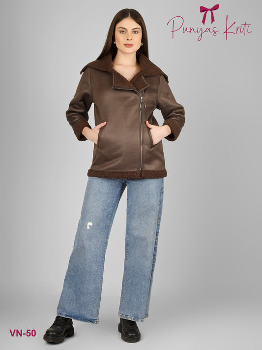 Turkish Cocoa Cozy Asymmetric Short Jacket