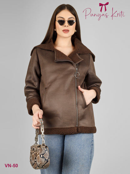 Turkish Cocoa Cozy Asymmetric Short Jacket