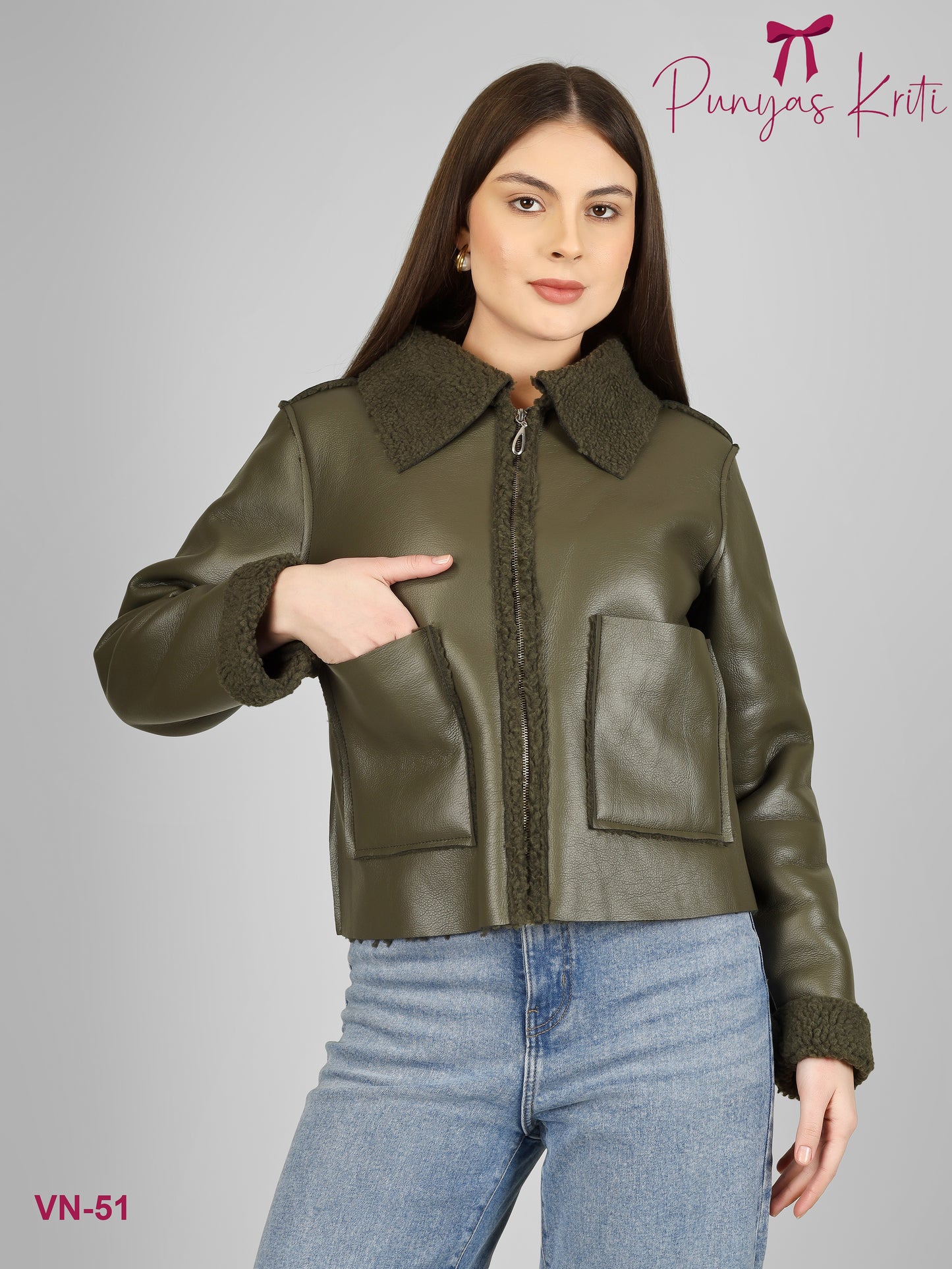 Turkish Olive Luxe Fleece-Lined Short Jacket
