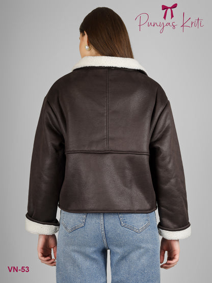 Turkish Glossy Black Cozy Short Jacket