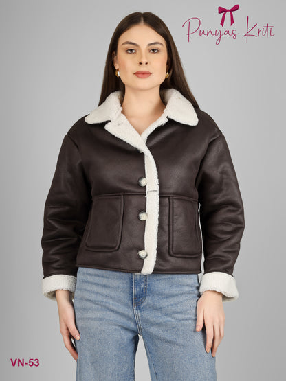 Turkish Glossy Black Cozy Short Jacket