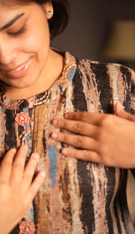 Painted Petals Pashmina Coord Set