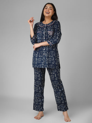 Bra free ..Indigo Dream Organic Cotton Nightsuit