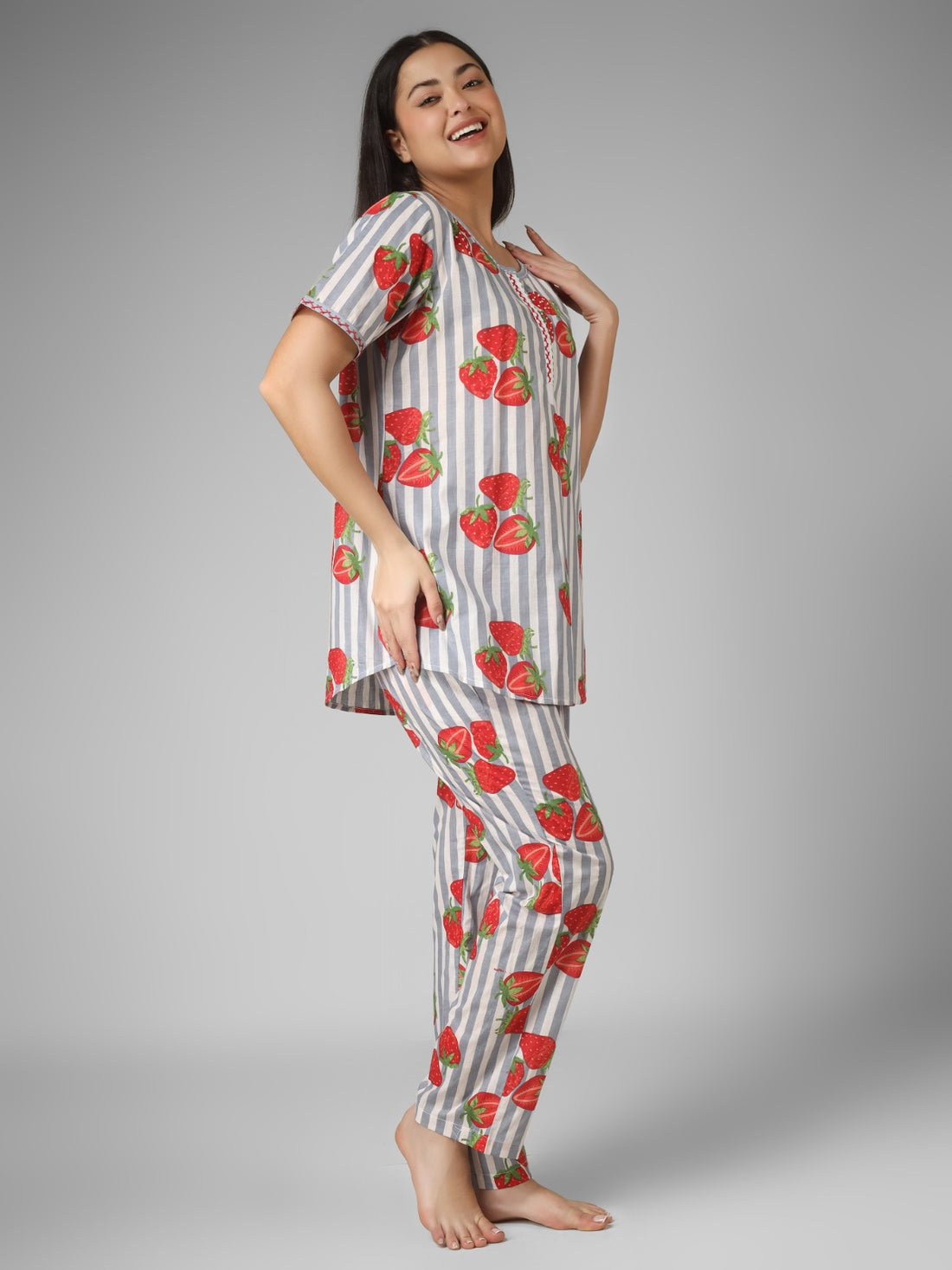 Strawberry Bliss Cotton Nightsuit