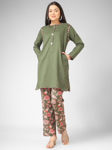 Olive Bloom Organic Cotton Printed Co-ord Set