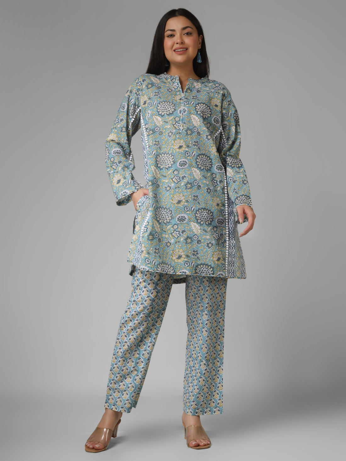 Mint Harmony Hand Block Printed Organic Cotton Co-ord Set