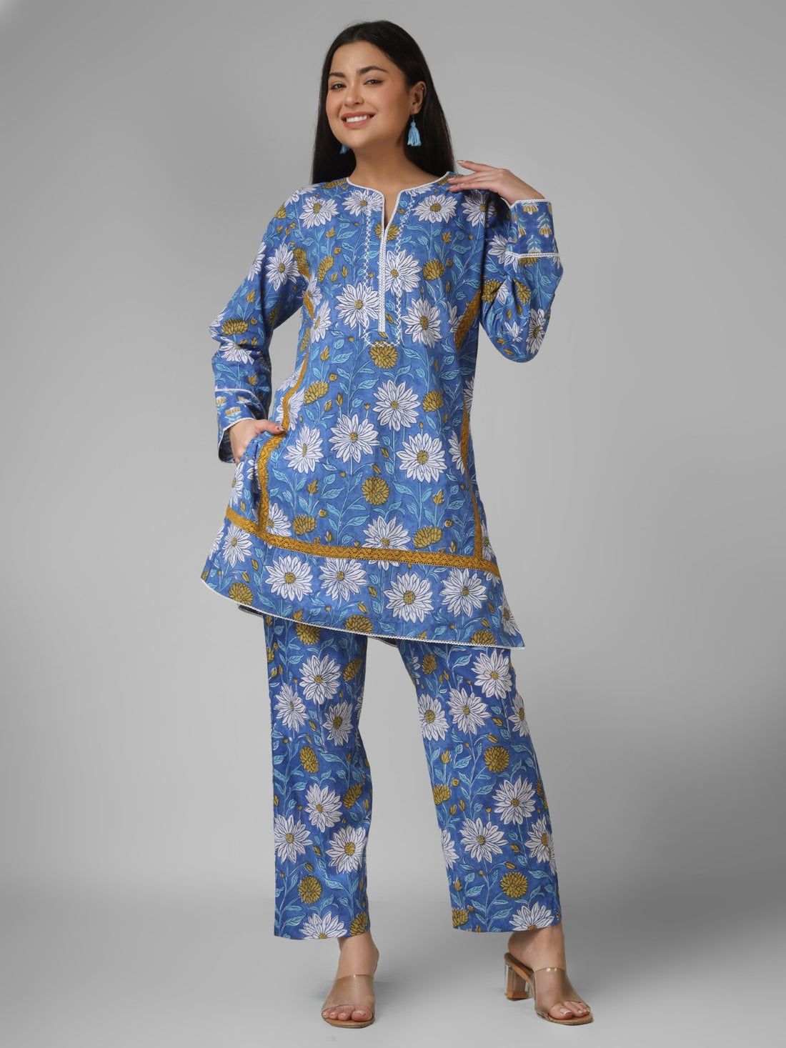 Sky Serenity Hand Block Printed Organic Cotton Co-ord Set