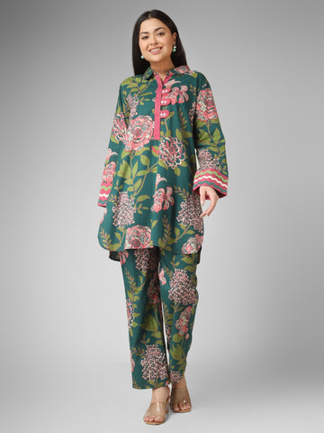 Forest Bloom Hand Embroidered Organic Cotton Co-ord Set
