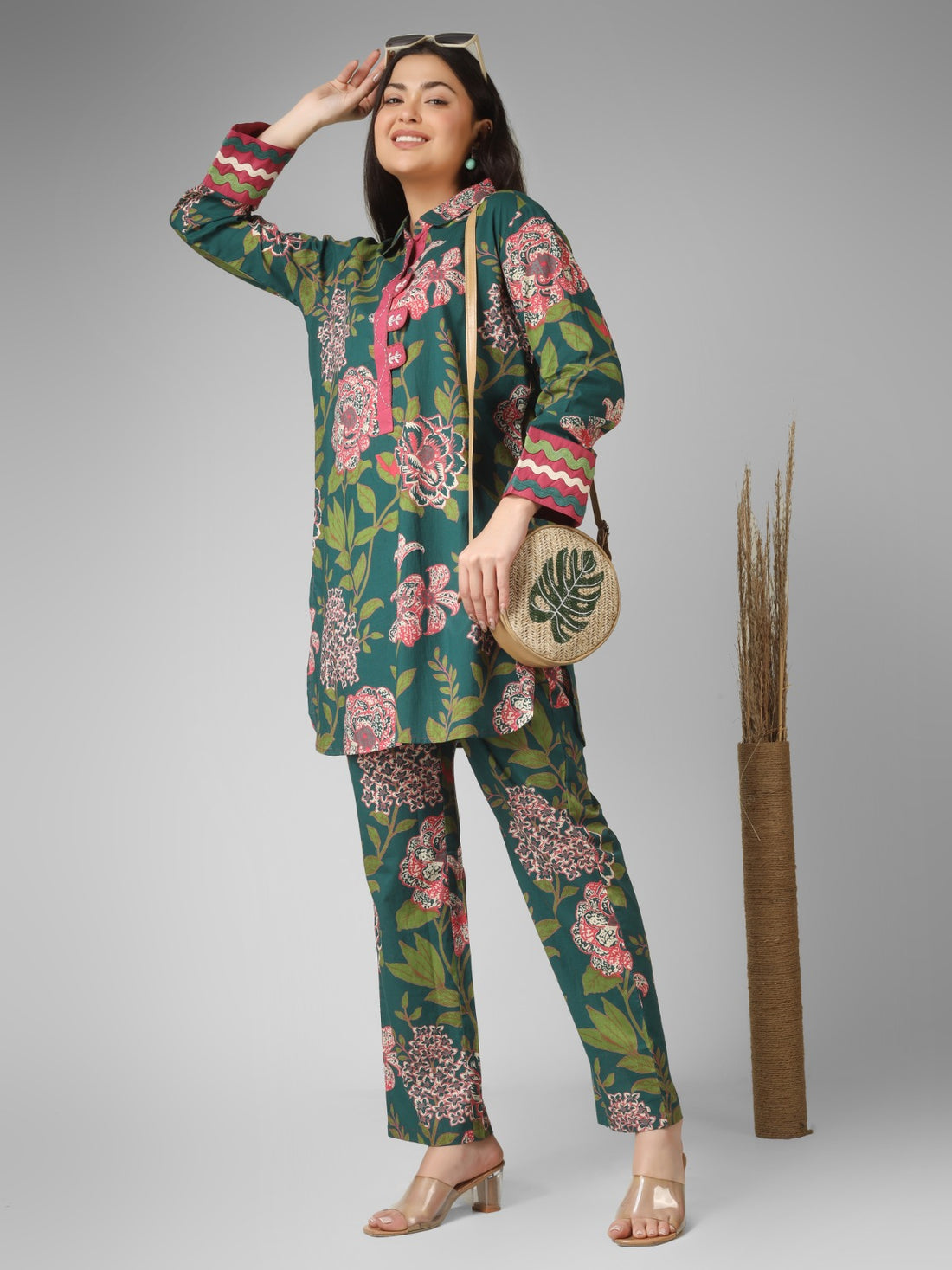 Forest Bloom Hand Embroidered Organic Cotton Co-ord Set
