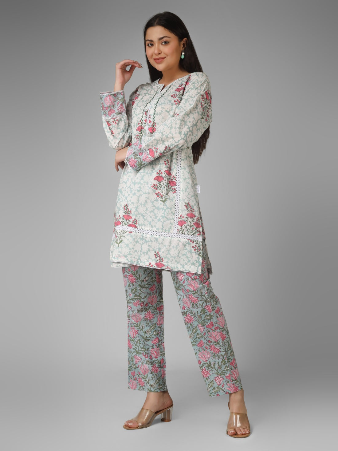 Green Aura Hand Block Printed Organic Cotton Co-ord Set