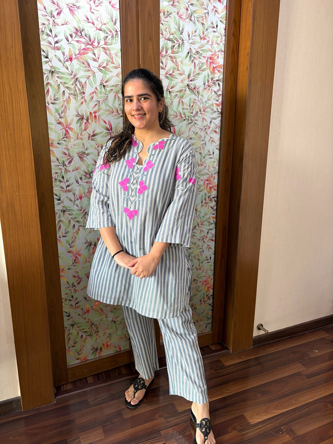 Saanjh Striped Pure Cotton Coord Set
