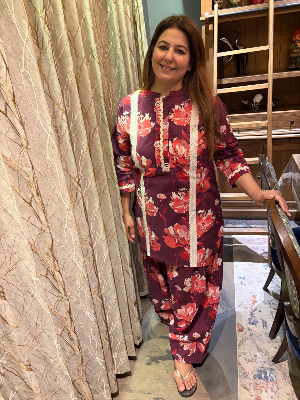 Rose Gul Farshi Co-ord Set