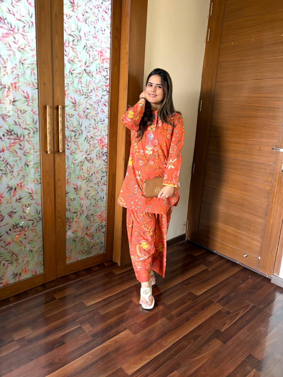 Sunset Bloom Farshi Co-ord Set