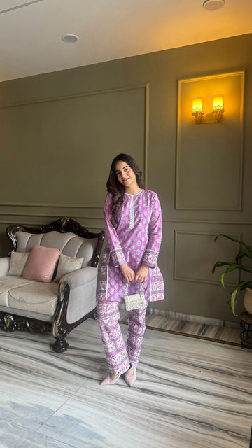 Blush Bloom Hand Block Printed Organic Cotton Co-ord Set